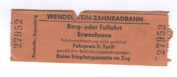  Wendelstein Zahnradbahn Fahrkarte